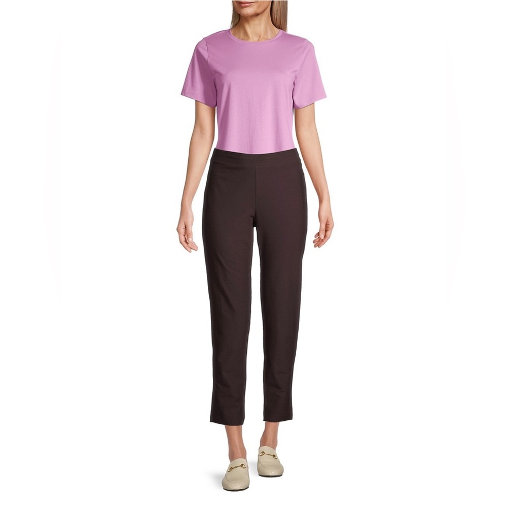 EILEEN FISHER Stretch Crepe Slim Ankle Pants Brown Size S Minimalistic